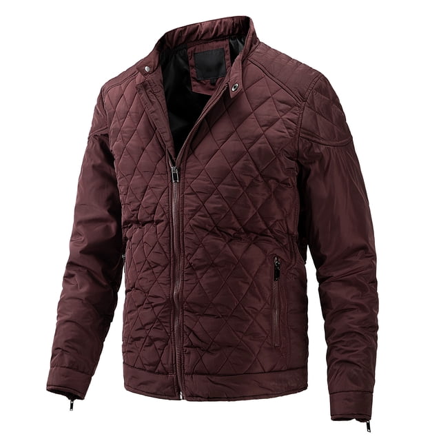 Abrigo acolchado para hombre con bolsillos Cuello alto Chaqueta con cremallera