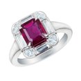 thumbnail image 6 of HeartsAndYou 3.5ct Emerald Cut Natural Ruby Moissanite Halo Ring 100% 14k SOLID White Gold, 6 of 9