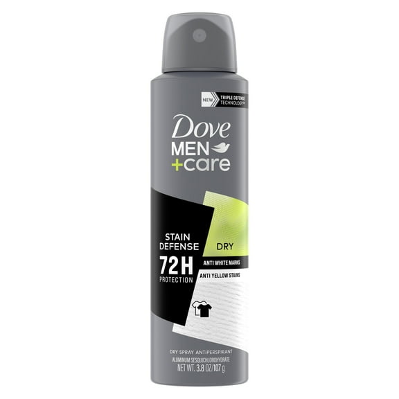 Dove Men Care Stain Defense Long Lasting Men's Antiperspirant Deodorant Dry Spray, 3.8 oz