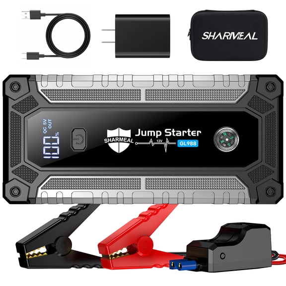 Sharmeal 6000A Portable Car Battery Jump Starter, 8000mAh Power Bank for 10.0L Diesel & All Gasoline Vehicles