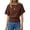 coffee, variant on Women Batwing Short Sleeve Knit Top Boat Neck Elastic Waist Blouse T-Shirts