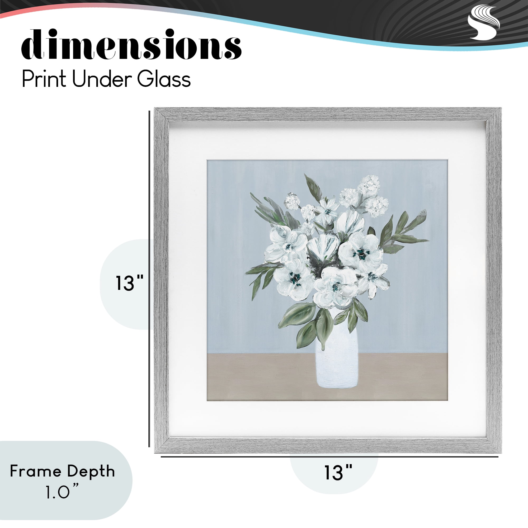 Stupell Industries Cerulean & White Blooms Gray Framed Print Under Glass, design by Marilyn Dunlap