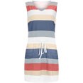 thumbnail image 3 of Aimik Summer Sleeveless Mini Tank Dresses for Women Casual V Neck Tshirt Sundress Striped Drawstring Beach Sun Dress with Pockets & Belt, 3 of 5