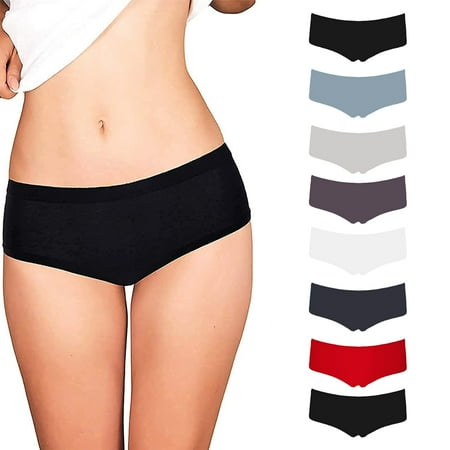 Emprella Bikini Cheeky Hipster Thong Boy Shorts Breathable Elastic Waistband Seamless Solid Print Casual Panty (Women s) 10 Pack