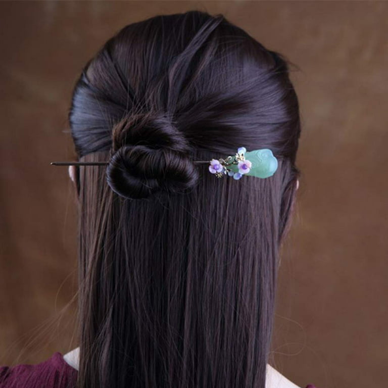 Vintage Wood Flower Hairpin For Women Antique Hair Stick Hair Clip Hair Pin