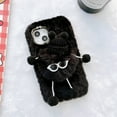 thumbnail image 4 of Nalacover Furry Plush Case for iPhone 15 6.1", Cute Cartoon Briquette Cold Weather Warm Fluffy Phone Case, Shockproof Shining Glitter Diamond Lens Frame Protection Cover, Black, 4 of 7