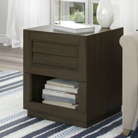 Better Homes & Gardens Ellis Shutter End Table with Spacious Drawer and Bottom Shelf, Dark Oak