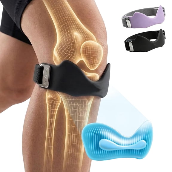 DUPAI Patellar Tendon Support Strap,Silicone Knee Band for Pain Relief,Black Adjustable Patella Knee Brace,Support for Basketball&Jumpers Knee,Relief for Tendonitis,Osgood Schlatter,1 Pack