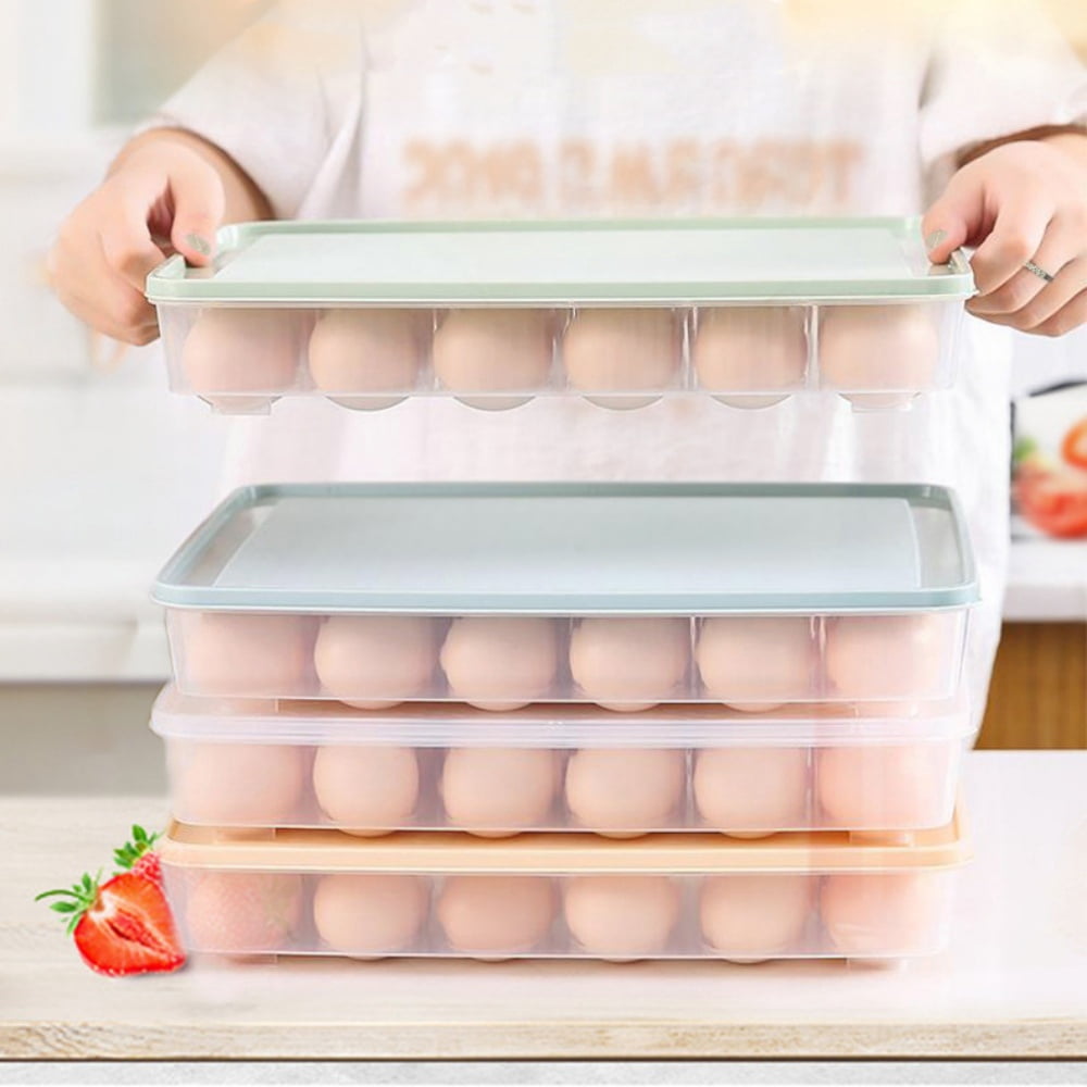 2 Pcs Deviled Egg Containers with Lid, 24 Eggs Plastic Deviled Egg Holder Storage Container for Fridge, Reusable Devil Egg Tray Platter Countertop Easter Camping Refrigerator Supplies