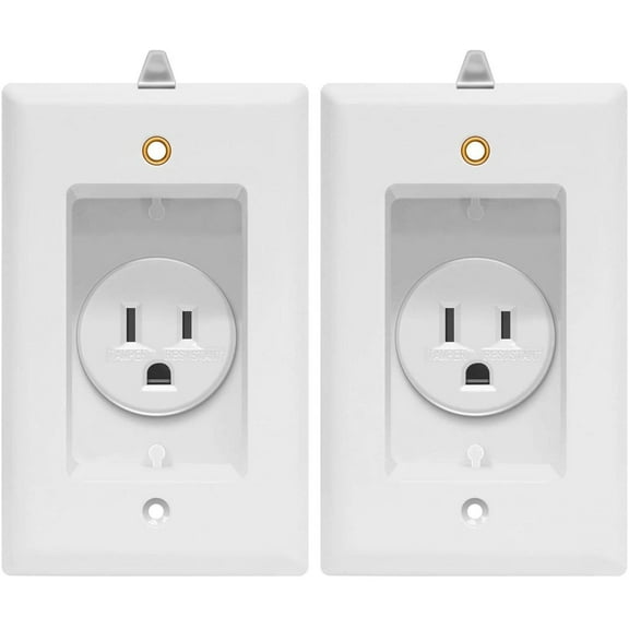 TOPGREENER Recessed Single Receptacle Outlet with Clock Hanger Hook, Tamper-Resistant, Size 1-Gang 4.48" x 2.76", 15A 125V, TG115R31, White (2 Pack)