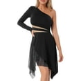 thumbnail image 5 of CHICTRY Womens Asymmetrical One Shoulder Latin Lyrical Dance Dress Costume, 5 of 7