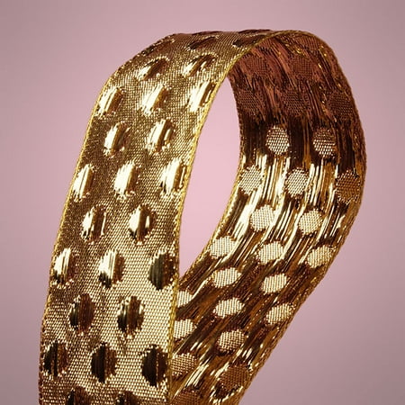 Gold Dot Wire - Gold Metallic 1-1/2 inches x 25 yards Bondy Metallic Polka Dot Decorative Wired Ribbon