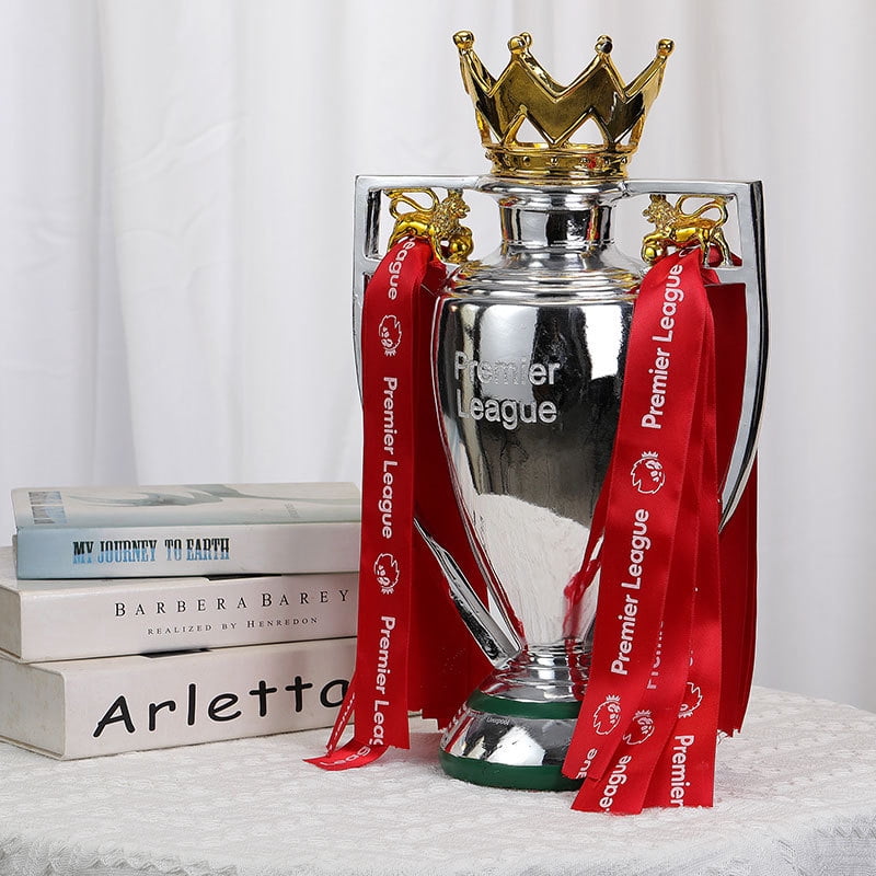 32cm/12.6inch Silver European England Premium Soccer League Champion Trophy with Keychain for Fan Collectibles Souvenir Home Office Decor Ornament,silver