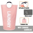 thumbnail image 3 of Caroeas 95L X-Large Laundry Basket (14 Colors), Waterproof Laundry Hamper, Laundry Bag with Padded Handles, Clothes Hamper Stands Up Well, Collapsible Laundry Basket Easy Storage (Pink), 3 of 6