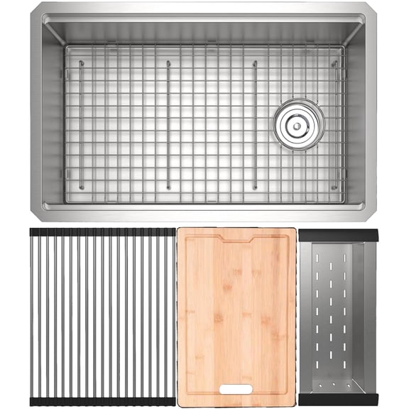 Rohl RUWUM3019WSSB Culinario 30" Undermount Single Basin Stainless Steel Kitchen Sink -