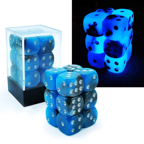 Set de dados Bescon Bicolor Brillante D6 16 mm Blue Dawn (12)
