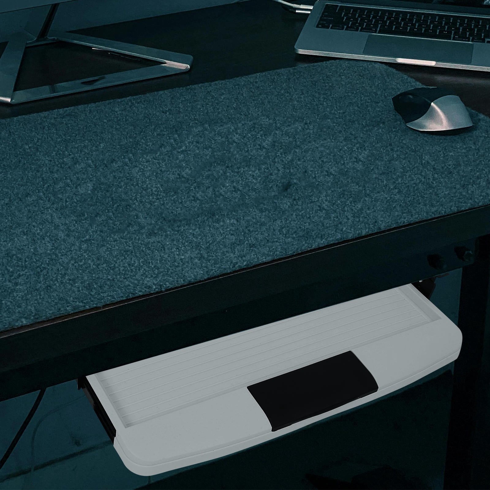 OFFIGAM White Slide Out Keyboard Tray with ABS Material, Office Desk Organizer for Enhanced Workspace Efficiency