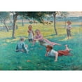 thumbnail image 2 of Max Bohm 24x18 Black Ornate Framed Double Matted Museum Art Print Titled: Children Laying in the Grass (1890), 2 of 5