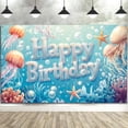 thumbnail image 2 of 5X3ft Happy Birthday Backdrop, Summer Under the Sea Backdrop & Ocean Birthday Backdrop Banner, With Coral/Shell Elements Premium Fabric for Themed Parties, Family Gatherings Photography Background, 2 of 5
