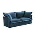 thumbnail image 5 of Deep Seat 2 Seater Sofa Couch, Chenille Loveseat Sofa with Slip-cover and Pillows, Upholstered Comfy Couch with Back Cushion, Mid Century Sleeper Sofa Chair for Living Room, Apartment, Blue, 5 of 7