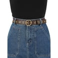 thumbnail image 6 of INSPIRE CHIC Women's Grommet Belt Faux Leather Single Pin Buckle Punk Belts for Jeans Pants 104cm/40.94" Black & Coffee, 6 of 7