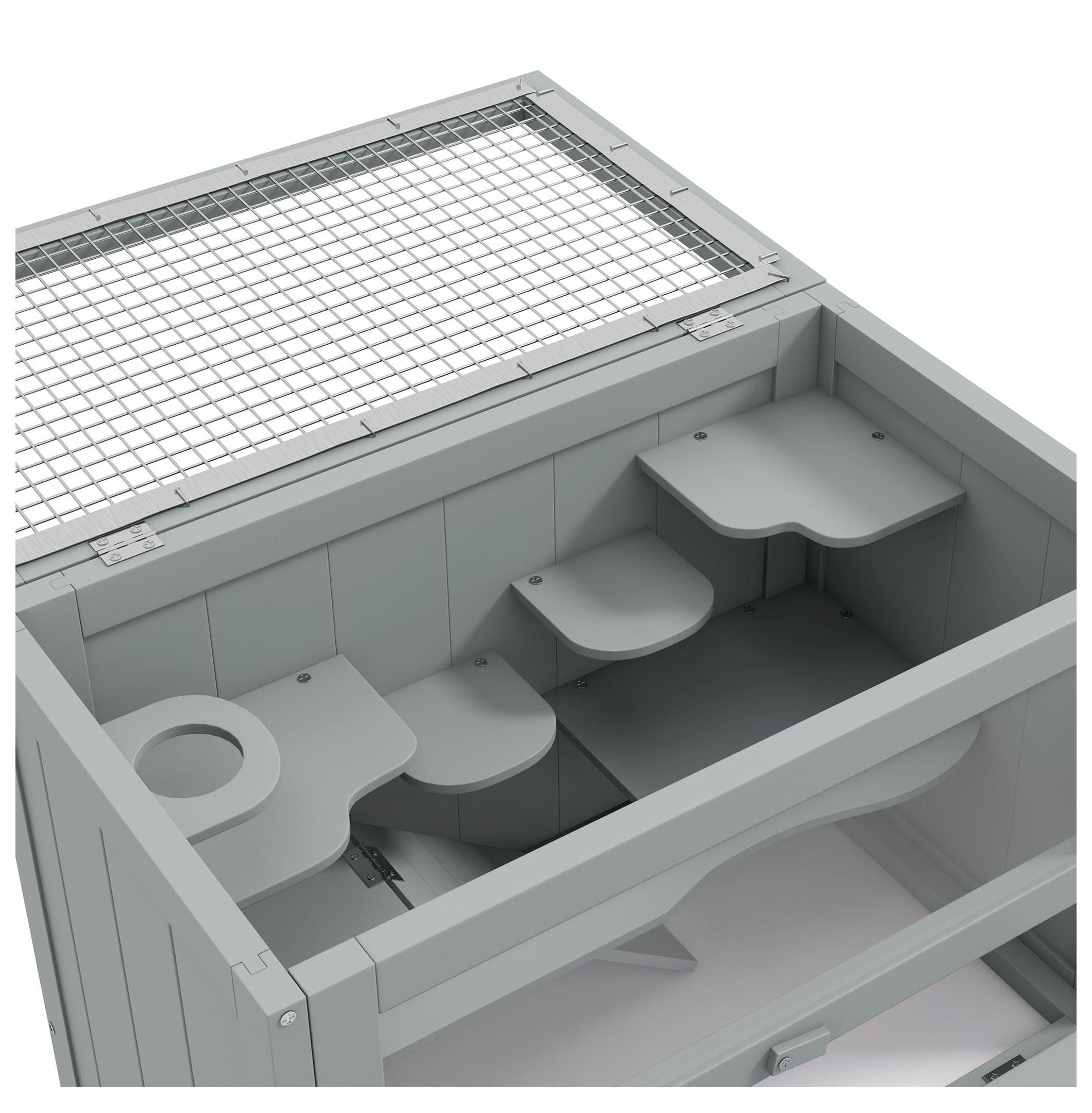 Hamster Cage 2-Level, Wood Small Animal , Open Top & Door, Gray