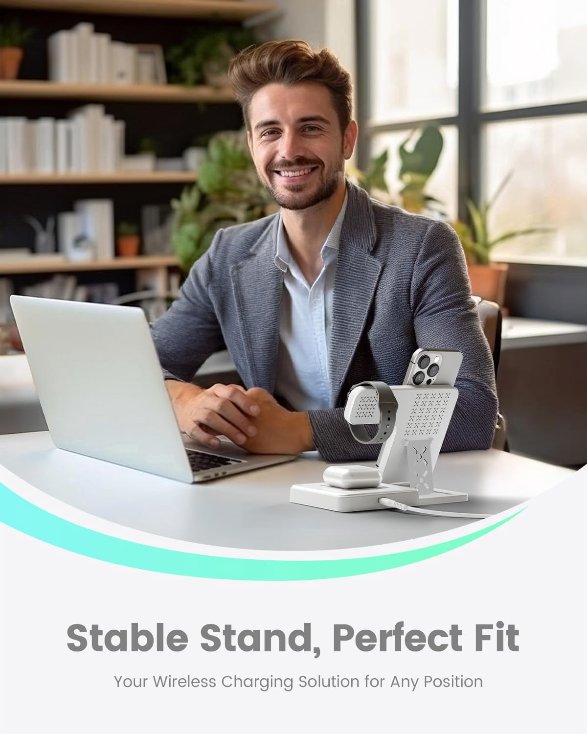 Wireless Charger iPhone Charging Station: 3 in 1 Charger Stand Multiple Devices for Apple - iPhone 16e 16 15 14 Pro Max 13 12 11 - Watch 10 9 8 7 6 5 4 3 2 SE and Ultra Series - Airpods 4 3 2 Pro
