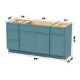 thumbnail image 6 of 60 in. W x 21 in. D x 32.5 in. H Freestanding Bathroom Vanity Cabinet without Top in Sea Green, 6 of 6