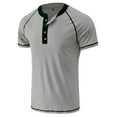 thumbnail image 3 of YDLCAFD Male Spring And Summer Retro Business Casual Travel Multi Buttons O Neck Solid Color T Shirt Short Sleeve Top, 3 of 5