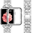 thumbnail image 1 of ANTHOUSE Compatible with Apple Watch Band 41mm + Case, Women Jewelry Bling Diamond Metal Strap & 2 Pack Bumper Frame Screen Protector for iWatch Series 8 7(Black), 1 of 14