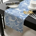 thumbnail image 3 of Blue Ocean Waves Cotton Linen Small Table Runner 13 x 60 inch Abstract Art Moire Seaside Non-slip Rectangular Dining Table Decor for Wedding Party Holiday Dinner, 3 of 8