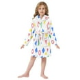 thumbnail image 6 of FORMRS Niños Bathrobe Unisex Hooded Robe Soft Plush Pajamas Sleepwear, Size 2-3T, Blue Retro Triangles, 6 of 7