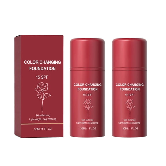 Color Changing Foundation - Skin-Matching Adapting Liquid Hydrating Foundation, Self Adjusting Natural Finish, Blurs Imperfections & Fine Lines