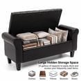 thumbnail image 4 of AVAWING Upgraded Armed Storage Bench, Leather Upholstered Ottoman for Living Room & Bedroom, Black, 4 of 8