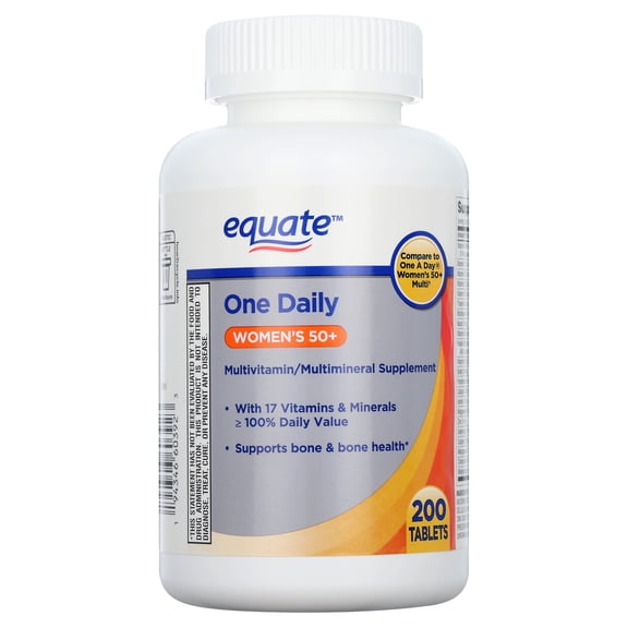 Equate One Daily Women's 50 Multivitamin/Multimineral Supplement Tablets for Women's Health, 200 Count, Compare to One a Day® Women's 50 Multi