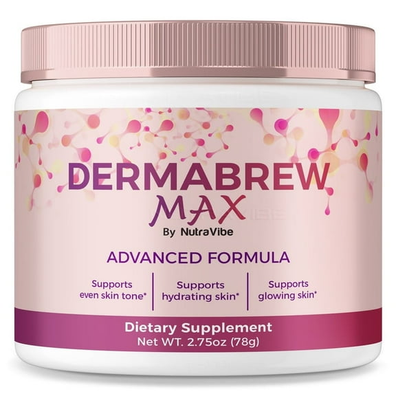 DermaBrew Max Powder – Daily Skin Formula with a Clean, Natural Blend | Supports Hydration, Texture & a Radiant-Looking Glow from Within (30 Servings)