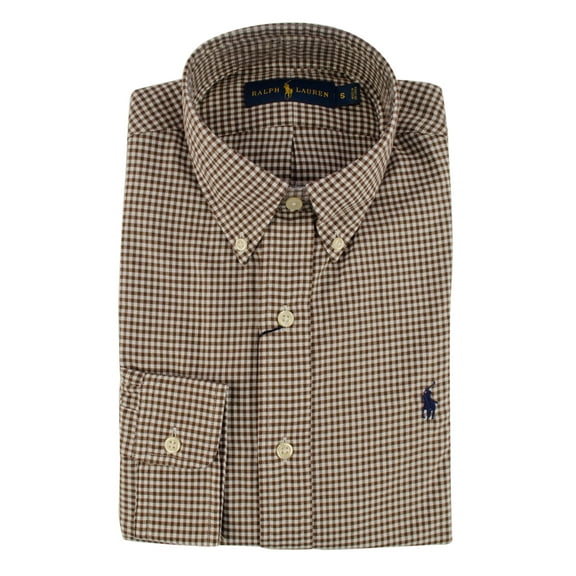 Men's Classic Fit Checked Twill Dress Shirt-E-XS