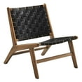 thumbnail image 2 of Modway Saoirse Faux Leather Wood Accent Lounge Chair in Walnut Black, 2 of 9