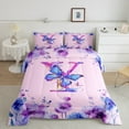 thumbnail image 2 of Manfei Cartoon Flower Butterfly Bedding Comforter Set,Watercolor Splash Ink Twin Comforter Sets,First Letter Y Bedding Set For Girls,Super Cozy Room Decor Reversible,2 Pieces, 2 of 8