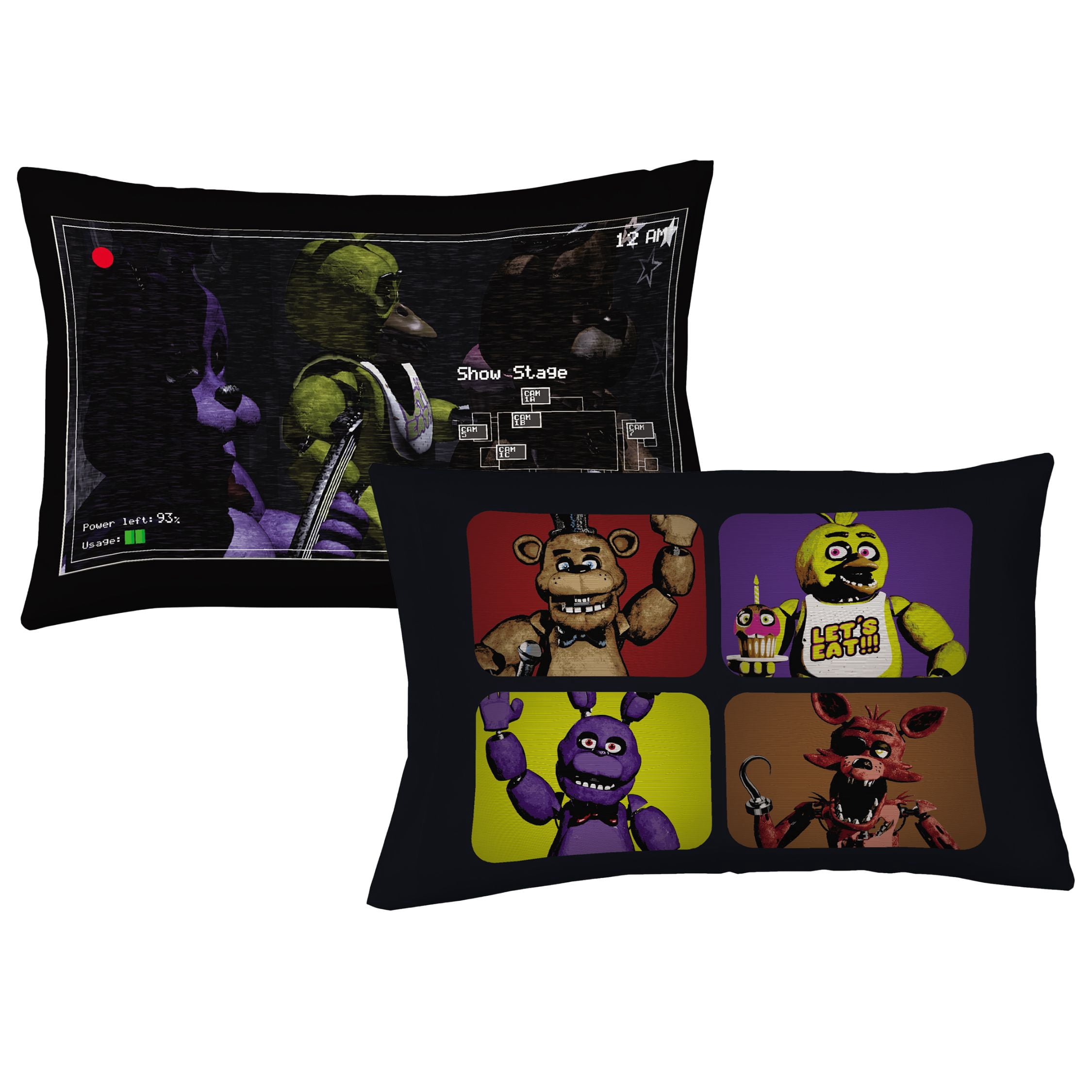 Five Nights at Freddy's Kids 4 Piece Black Blue Reversible Comforter, Bed in a Bag, Twin