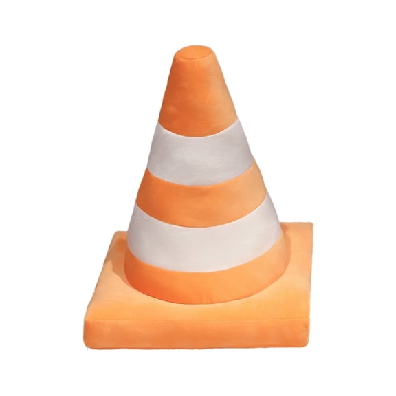 Plush Safety Traffic Cone Toy Pillow Soft Simulation Orange Roadblock Stuffed Model Cute Plushies Roadblock Dolls for Photo Prop Construction Party Favors,17.7''