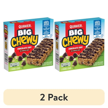 (2 pack) Quaker Big Chewy Chocolate Chip Granola Bars, 1.48 oz 5 Count