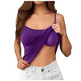 thumbnail image 3 of TrendOFT Womens Tank Tops With Built in Bra Adjustable Spaghetti Strap Wireless Cami Tank Undershirts Solid Basic Yoga Shirts Dark Purple XXXXXXL, 3 of 7