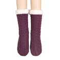 thumbnail image 2 of Naierhg Thermal socks 1 Pair Women Winter Socks Thick Soft Plush Color Matching Mid-tube Elastic Anti-slip Thermal Knitted Anti-skid Bottom Floor Socks Lady Homewear Socks Purple, 2 of 8