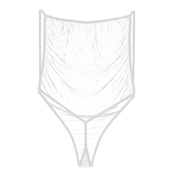 khonts,Men's Mesh Sexy Bodysuits Wrestling Athletic Singlet Leotard Undershirt Thong See Through Briefs Swimwear White One Size