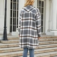 thumbnail image 5 of Womens Long Flannel Plaid Shacket Jacket Trendy Fall Long Sleeve Button Down Shirts Casual lannel Tartan Trench Coats, 5 of 6