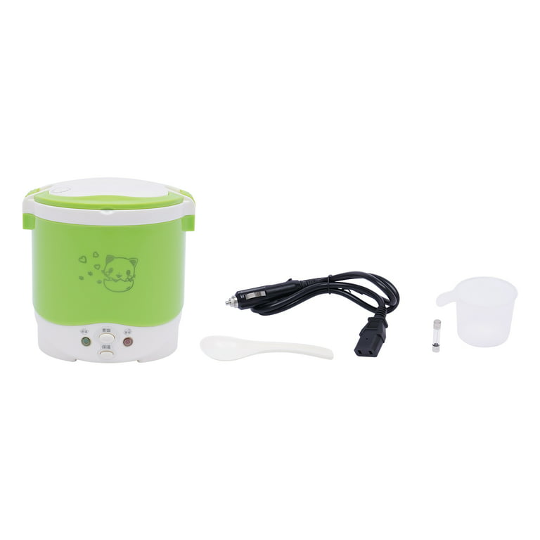 1L Mini Rice Cooker, 12V Electric Lunch Box Portable Travel Rice Cooker for Car Multifunctional Electric Food Steamer Rice Cooker Fast Cooking Fully