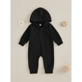 thumbnail image 2 of aturustex Baby Girls Boys Solid Basic Jumpsuit 0 3M 6M 12M 18M Infant Long Sleeve Hooded Rompers Casual Oblique Zipper Romper Hoodies Newborn Simply Daily Casual Autumn Bodysuits Clothes, 2 of 7