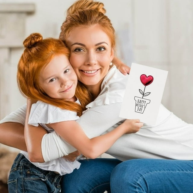 Fridja Summer Savings Mothers Day Cards, Happy Mother’s Day Love Heart Graphic Letter Print Greeting Cards from Daughter Son Blank Notes Cards as Mothers Day Gifts