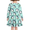 thumbnail image 3 of FKELYI Cartoon Penguin Long Sleeve Dresses Comfortable Girls Skater Dress for Kids Size 3-4 T Leisure A Line Swing Skater Twirl Dresses Christmas Gift, 3 of 4